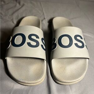 Boss Light Grey/Navy Slide Sandals